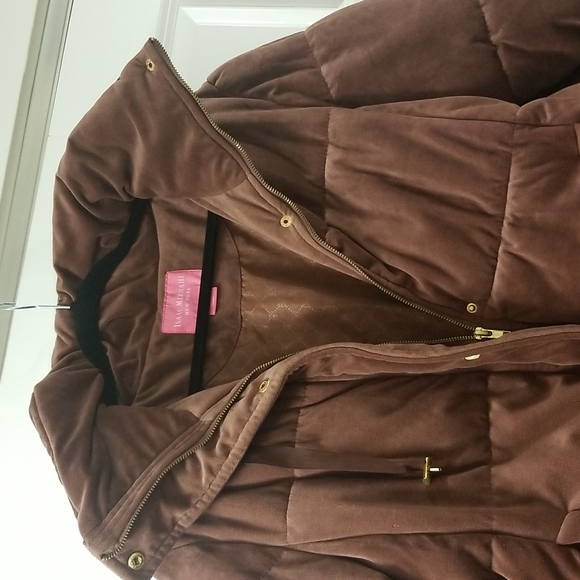 💲Isaac Miizrahi velvet puffer jacket dz. XL Brown - Picture 14 of 16